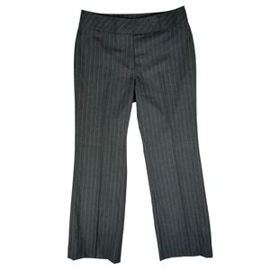 Faconnable Gray Pinstripe Dress Pants‎ Size 8 Wool Blend Mid Rise Bootcut